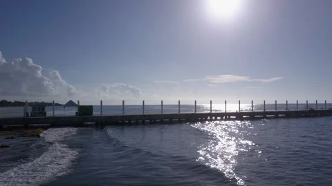 Drone Shot of Sunset and Dock in Mexico Stock Footage 231142200