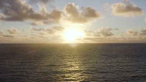 Drone shot of sunset over vast endless ocean, Hawaii Stock Footage 126604157