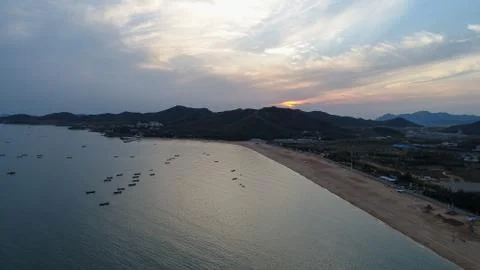 Drone shot sunset Stock Photos