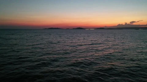 Drone shot of sunset with sea Video stock 287822002