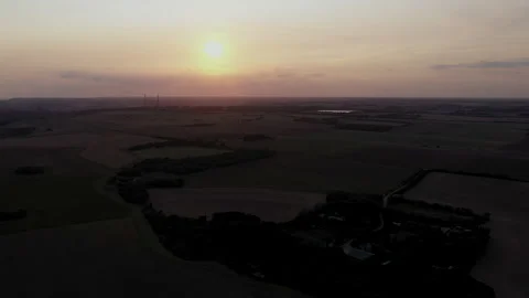 Drone shot at sunset showing the British countryside. 4k Stock Footage 147369853