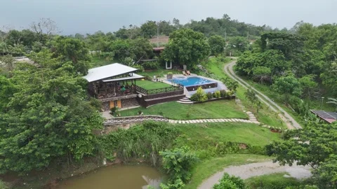 Drone Shot Swimming Pool Stock Footage 277896075
