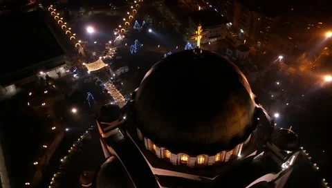 Drone shot of tample of Saint Sava. Stock Footage 122704157