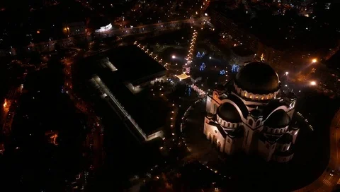 Drone shot of tample of Saint Sava. Stock Footage 122704162