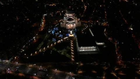 Drone shot of tample of Saint Sava. Stock Footage 122704190