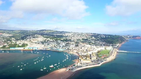 Drone shot of Teignmouth in Devon Stock Footage 165346790