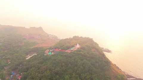 Drone Shot Temple with Red Roofs Towering Dome Stock Footage 307896855