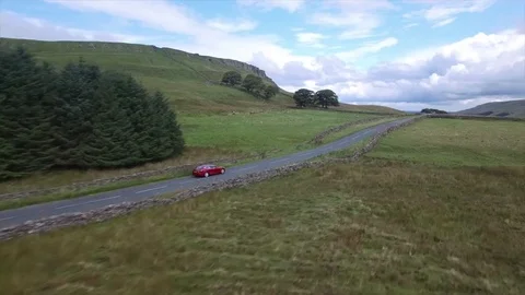 Drone shot of Tesla Model S Stock Footage 80650452