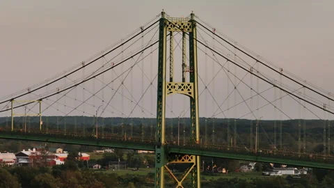Drone shot of the thousand islands bridge 스톡 동영상 341434602