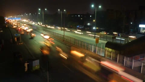 Drone shot of time-lapse of roads traditional city of Pakistan (5) Stock Footage 199245178