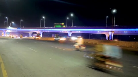 Drone shot of time-lapse of roads traditional city of Pakistan Stock Footage 199245346