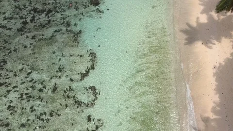 Drone shot: Top view of beautiful beach with shallow turquoise water 動画素材 106502183