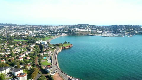 Drone shot of Torquay seafront Stock Footage 165348125