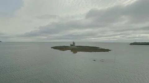 Drone shot towards Tower at Douglas, Isle of Mann Stock Footage 235354886
