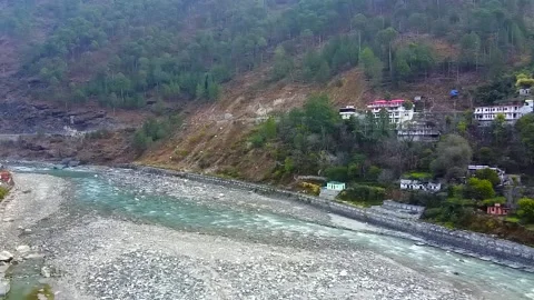 Drone shot town and river Video stock 202075422