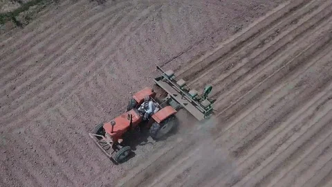 Drone shot of Tractor Stock Footage 90680300