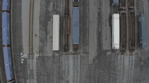 Drone Shot of a Train Yard FLAT FOOTAGE Stock Footage 124554573
