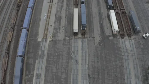 Drone Shot of a Train Yard FLAT FOOTAGE Stock Footage 124554808