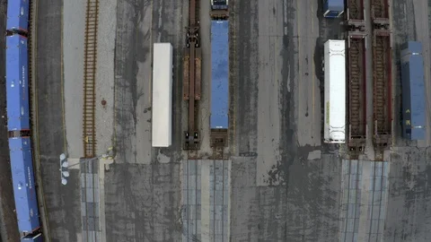 Drone Shot of a Train Yard Stock Footage 124555667