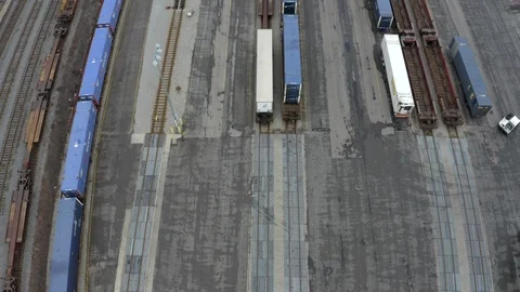 Drone Shot of a Train Yard Stock Footage 124555848