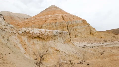 Drone shot of tree in desert mountains Aktau in Kazakhstan Stock Footage 179842041