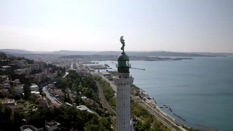 Drone shot of Trieste and the lighthouse Stock Footage 262254452