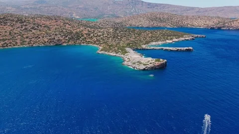 Drone Shot of Turquoise Bay and Rocky Shore in Greece Stock Footage 333961759