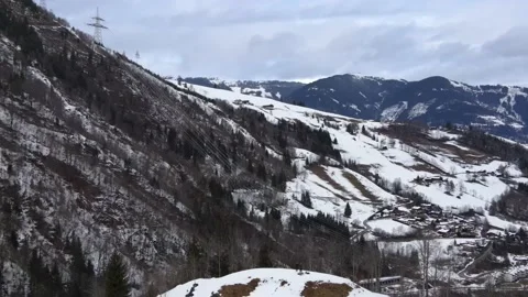 Drone shot of two small people in a mountain landscape Stock Footage 231551260