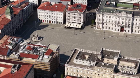 Drone Shot, Unity of Italy Square, Central Piazza in Trieste City Center on Hot Stock Footage 339697838