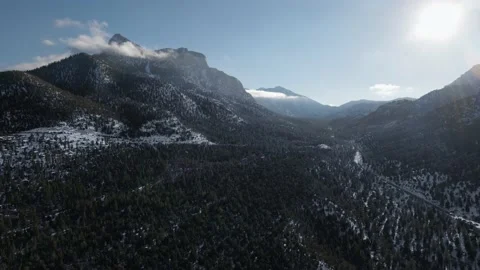 Drone shot of the valley under Mount Charleston, Spring Mountains, Nevada, USA Video stock 172383813