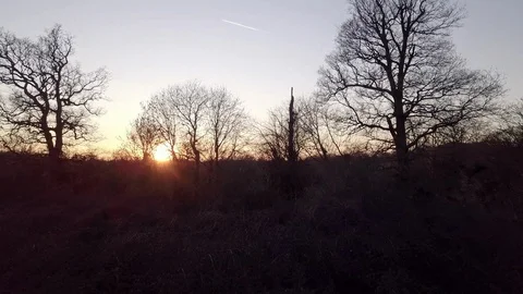 Drone shot, Vertical Rise into Sunset Stock Footage 103580066