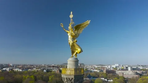 Drone Shot Victory Column Berlin Stock Footage 162946687