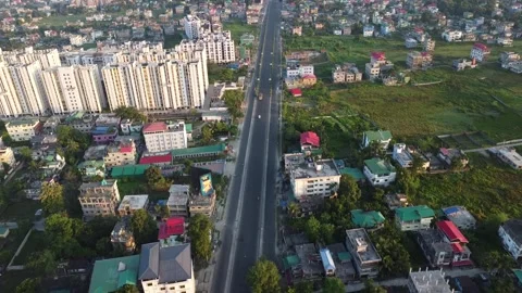 Drone shot video clip of high rise  buildings during morning time in a city of I Video stock 319974282