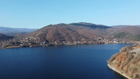 Drone shot view of mountain and lake. Stock-Footage 268897947