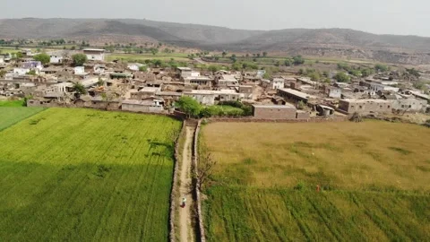 Drone shot of a Village Stock Footage 242390149