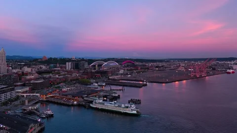 Drone shot of a Washington State ferry Stock Video Pond5