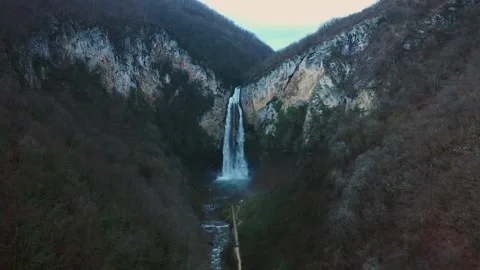 Drone shot of Waterfall Bliha Stock Footage 146230856