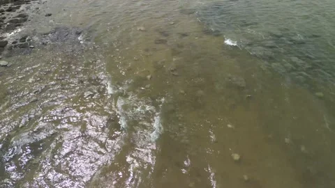 Drone shot of waves and cliffs - Hunstanton - Norfolk Stock Footage 204134927