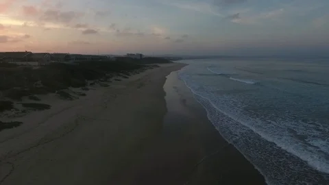 Drone shot of waves breaking on the beach Video stock 112153001