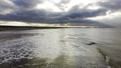 Drone shot of the waves in the sea Stock Footage 234913846