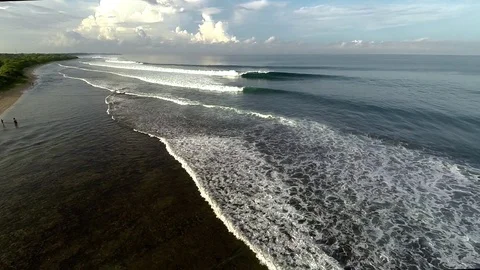 DRONE SHOT OF WAVES IN WEST JAVA Video stock 75305867