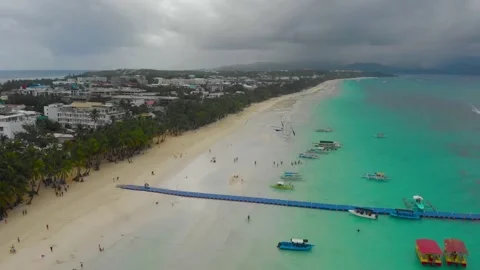 A Drone Shot Of White Beach In Boracay, Philippines Stock Footage 159194292