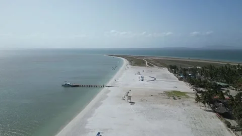 Drone shot of White Beach on Isla de Coche, Venezuela Stock Footage 261019071
