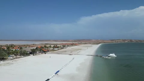 Drone shot of White Beach on Isla de Coche, Venezuela Stock Footage 261019081