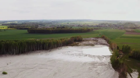 Drone shot of a white desert by the forest. Stock Footage 149113023