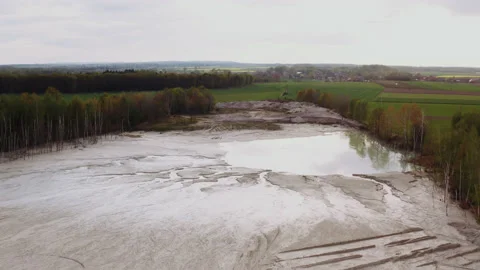 Drone shot of a white desert by the forest. Stock Footage 149113116