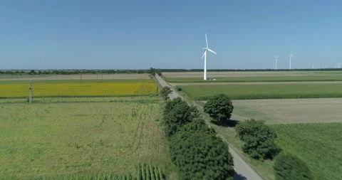 Drone shot of wind generators Video stock 150803056