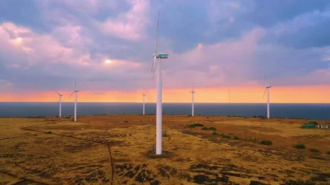 Drone Shot of Wind Turbines at Devgad, India Video stock 149009114