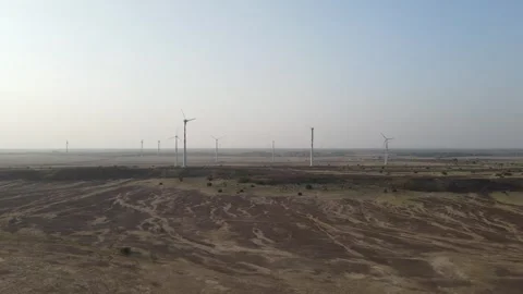 Drone shot of Windmill, Jaisalmer (Forward Movement) 스톡 동영상 270097115