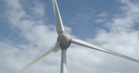Drone shot of Windmill wind turbine Aerial in Holland. Blue sky with clouds, Stock Footage 68011292
